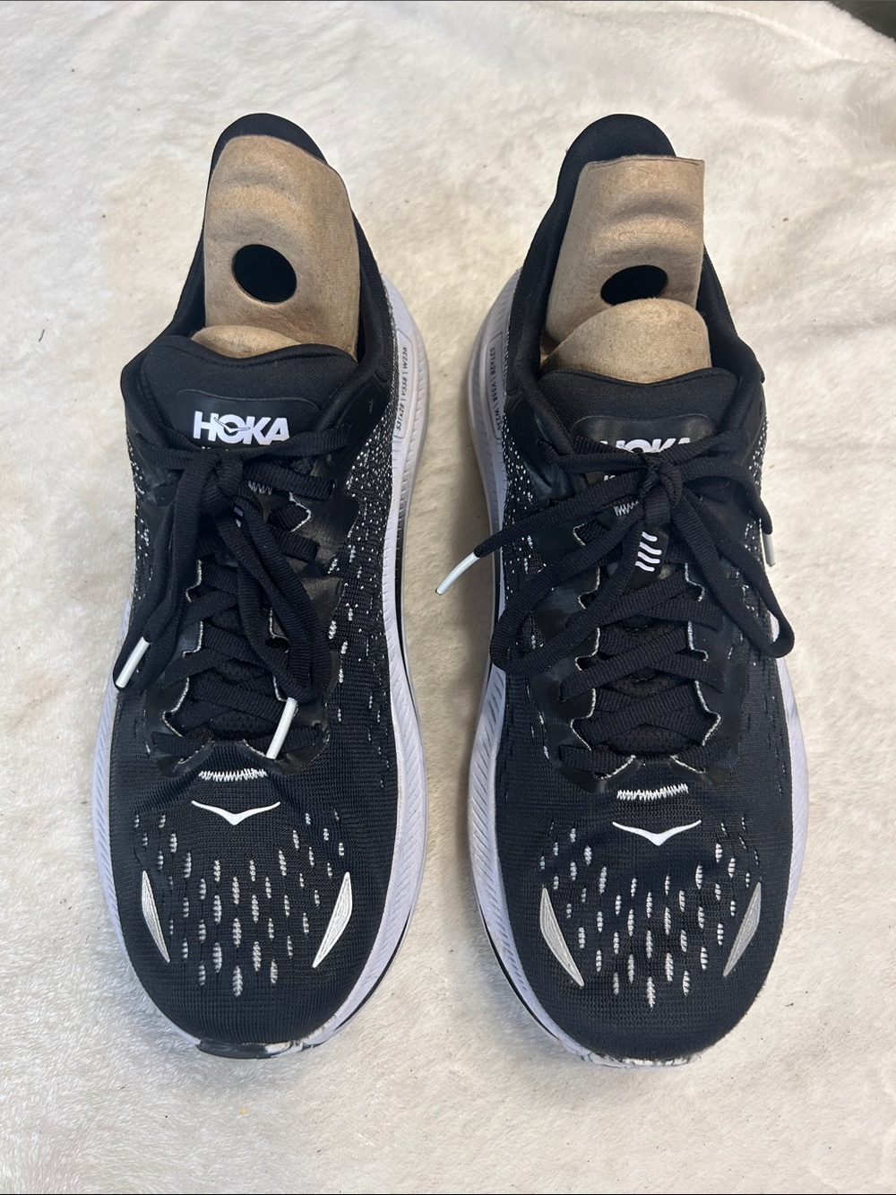 Hoka Men’s Black and White Athletic Running Shoes